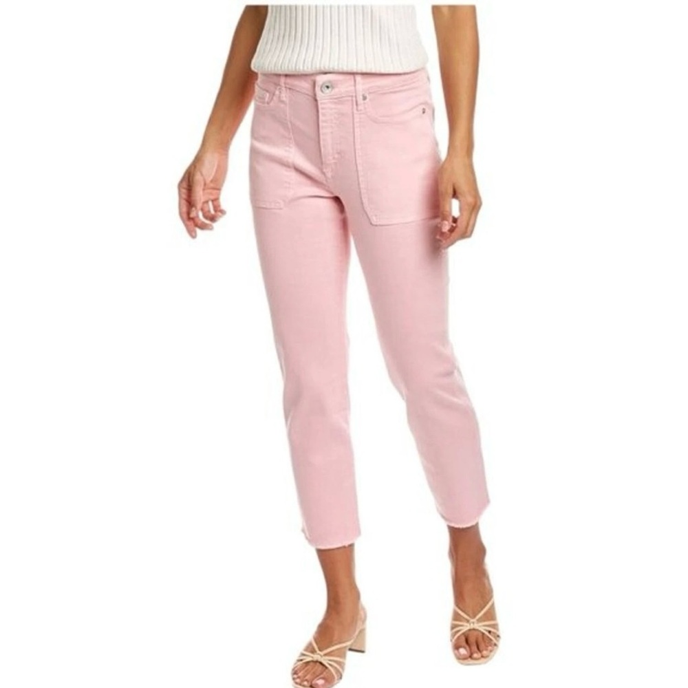 Vineyard Vines Jamie Utility High Rise Straight Crop Pants Raw Hem Pink Size 32